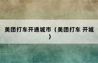 美团打车开通城市（美团打车 开城）